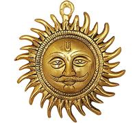 radhna Nazar Battu for Home Entrance Surya Dev Evil Eye Hanging Antique Decor Vastu Wall Hangings for Door Decorative Drishti Bommai Disti Bomma Items Metal Sun Accessories - Gold