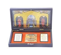 Radhna Puja - Festive Indian Traditional 24K Gold Plated Swaminarayan Photo Frame with Charan Paduka (Sahajanand Swami), Sadguru Pramukh Swami Wooden Momento Gift, Religious Photo Frame for Home Decor