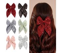 Radhu & Kabby Fancy Hair Bow Clip | Bow Style Ribbon Bow Clip | Hair Accessory with Alligator Clip | Suitable for Girls/Women of All Age Group | Goes Well With All Attire | 6 Pcs