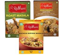 Radhuni Variety Muti-Packs: Easy Home Feast 3 x Multi-Packs: Kachchi Biriyani 40gm, Roast Masala 35gm & Rezala Masala 38gm from Square Foods Bangladesh (113g, 3)