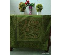 Radhy krishna fashions Rajasthani Hand Art Work Elephant Design Silk Table Runner & Tablecloth 60 x 16 Inch (Parrot Green)