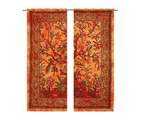 Radhykrishnafashions Beautiful Mandala Tapestry Curtains, Tapestry Drapes, Mandala Wall Hanging, Indian Curtains Mandala Bohemian Decor Window Treatment Door Hanging Curtain (Orange T.L.)