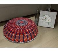 Radhykrishnafashions Indian 32" Large Hippie Mandala Floor Pillow Cover Cushion Cover Round Bohemian Yoga Decor Floor Cushion Case (COR)