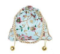 Radhykrishnafashions Indian Women 1 PC Wedding Potli Bag For Women Ethnic Designer Embroidery Work Batwa Pearls Handle With Intricate (Light Blue-1)