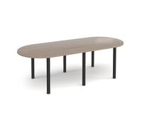 Radial end meeting table 2400mm x 1000mm with 6 black radial legs - Barcelona Walnut