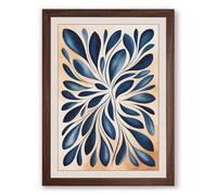 Radial Leaf Pattern Botanical Framed Wall Art Print A3 (42×29.7cm) Walnut, Wall Decor for Living Room, Bedroom, Office & Home, Ready to Hang, Art Gift