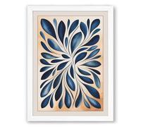 Radial Leaf Pattern Botanical Framed Wall Art Print A4 (29.7×21cm) White, Wall Decor for Living Room, Bedroom, Office & Home, Ready to Hang, Art Gift
