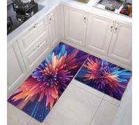Radial Lines Kitchen Mat Sets Non slip Washable, Pinkish-Purple Kitchen Rugs Runner Set of 2 Abstract Geometry Kitchen Floor Mat for Laundry Room Entryway Hallway Office, 44x75cm+44x150cm