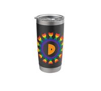 Radial Rainbow Cat Monogram D Design Stainless Steel Insulated Tumbler