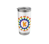 Radial Rainbow Cat Monogram K Design Stainless Steel Insulated Tumbler