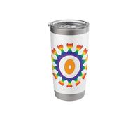 Radial Rainbow Cat Monogram O Design Stainless Steel Insulated Tumbler