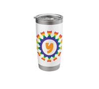 Radial Rainbow Cat Monogram Y Design Stainless Steel Insulated Tumbler
