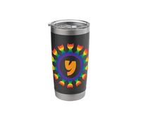 Radial Rainbow Cat Monogram Y Design Stainless Steel Insulated Tumbler