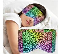Radial Rainbow Multicolor Leopard Pattern, Sleep Mask for Home Travel, Full Eye Covers Light Blocking Eye Mask Sleep Eye and Ear Muffs