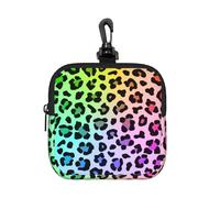 Radial Rainbow Multicolor Leopard Pattern, Square Zipper Storage Bag, Neoprene Coin Purse, Small Wallets, Change Pouch, Change Purse