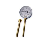 RADIAL THERMOMETER Ø 80MM 0-120°C WITH 1/2 WELL 10CM LONG