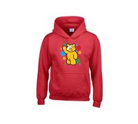 RADIANCE Children Spotty Day Pudsey Cartoon Bear Novelty Hoodie Children Boys Girls Needs Unisex Kids Adults Hooded Top Red