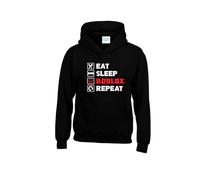 Radiance Inspired Eat Sleep Rob-lox Repeat Slogan Unisex Printed Hooded Sweatshirt Black