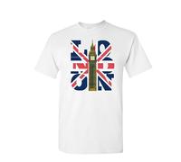 RADIANCE London England Souvenir T-Shirt - UK Flag with Big Ben Tower Great Gift for Visit London Unisex T-Shirt White
