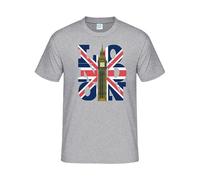 RADIANCE London England Souvenir T-Shirt - UK Flag with Big Ben Tower Great Gift for Visit London Unisex T-Shirt Grey