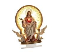 RadianceBiz 2. Jesus Sacred Figure Decoration Acrylic Table Sign Vacation Flat Desktop Orament for Table, Jesus and 2 Angels