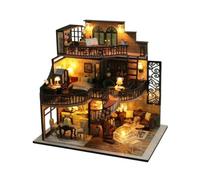 RadianceBiz DIY Miniature Dollhouse Home Decor Three-Story Apartment Model Romantic Architectural Model with Lighting for Teens, Shelf Display, Style C