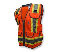 Radians SV55 Class 2 Heavy Woven Two Tone Engineer Vest with Padded Neck to Support Extra Weight in Cargo Pockets, Orange, XXL