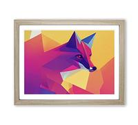 Radiant Abstract Fox Framed Print | A2 Oak Framed Wall Art | Ready to Hang | Abstract Animal Picture | Living Room Bedroom Lounge Office