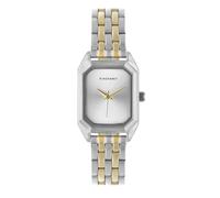 Radiant - Analog Quartz Watch for Women, 33.5 mm Rectangular Silver Case, Silver Dial, Two-Tone Gold Bracelet with Clasp Closure, Battery Included, Water Resistant 3 ATM