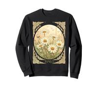 Radiant April Daisy Motif Art Nouveau Illustration Sweatshirt