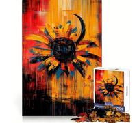 Radiant Bloom Contemporary Expressionist Sunflower Artwork Jigsaw 1000 Pieces for Teenagers Strengthen Memory Calm Relax Smooth Edge Amazing Present (50x75cm)