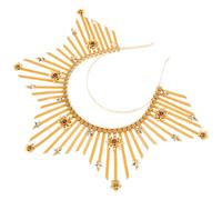 Radiant Crown Headband Halloween Retro Golden Metal Party Hair Decor | Lightweight Plastic and Metal, Easy to Wear, Comfortable Fit for Engagements and Parties, Lady Use