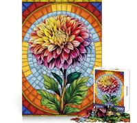 Radiant Dahlia Flower Art in Stained Glass Jigsaw Puzzles for Adults1000 Pieces Memory Boost Together Fun Image Assembly Art Collectible (38x52cm)