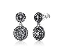 Radiant Elegance 925 Sterling Silver Radiant Elegance Earrings Clear CZ Crystals Surrounded Ancient Silver Women Drop Earings