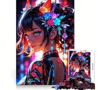 Radiant Elegance︰ Neon Floral Muse Jigsaw Puzzles for Teenagers 1000 Piece Recall Upgrade Calm Relax Clear Cut Art Collection Piece (38x52cm)