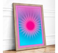 Radiant Energy Burst Modern Framed Wall Art Print A3 (42×29.7cm) Oak, Wall Decor for Living Room, Bedroom, Office & Home, Ready to Hang, Art Gift