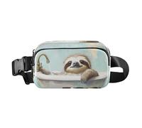 Radiant Explosion Of Color Artwork Cute Crossbody Bag Waist Packs for Men Women Water Resistant Running Belt Waist Pack, sweet Sloth Vintage bathtub, One Size