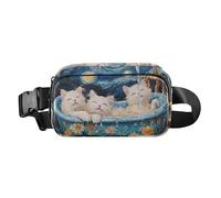 Radiant Explosion Of Color Artwork Cute Crossbody Bag Waist Packs for Men Women Water Resistant Running Belt Waist Pack, sweet Selkirk Rex cats Retro bathtub, One Size