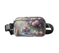 Radiant Explosion Of Color Artwork Cute Crossbody Bag Waist Packs for Men Women Water Resistant Running Belt Waist Pack, Romantic Peony Dessert Elegance, One Size