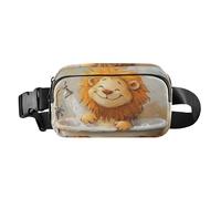 Radiant Explosion Of Color Artwork Cute Crossbody Bag Waist Packs for Men Women Water Resistant Running Belt Waist Pack, Lion Vintage bathtub, One Size