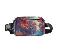 Radiant Explosion Of Color Artwork Cute Crossbody Bag Waist Packs for Men Women Water Resistant Running Belt Waist Pack, Picturesque Autumn Safari Scene, One Size