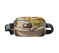 Radiant Explosion Of Color Artwork Cute Crossbody Bag Waist Packs for Men Women Water Resistant Running Belt Waist Pack, sweet Sloth Retro bathtub, One Size