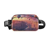 Radiant Explosion Of Color Artwork Cute Crossbody Bag Waist Packs for Men Women Water Resistant Running Belt Waist Pack, Sundown Serenade Canyon and Balloon Reverie, One Size