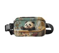 Radiant Explosion Of Color Artwork Cute Crossbody Bag Waist Packs for Men Women Water Resistant Running Belt Waist Pack, Panda Retro Bathtub, One Size