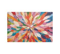 Radiant Explosion Of Color Artwork Decorative Coffee Mat for Coffee Bar Leather Absorbing Mat Under Coffee Maker for Countertops