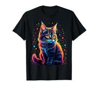 Radiant Glow Cat Design T-Shirt