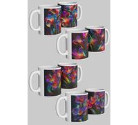 Radiant Iris Ceramic Mug Set of 4 - Perfect for Friends & Family Simply Stunning Mugs White One Size
