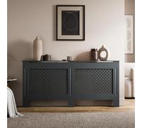Radiant Living Radiator Cover Diamond Cross Pattern, Modern Anthracite Grey MDF Radiator Cabinet for Living Room & Bedroom, Extra Large 172 x 81.5 x 19cm