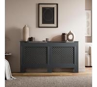 Radiant Living Radiator Cover Diamond Cross Pattern, Modern Anthracite Grey MDF Radiator Cabinet for Living Room & Bedroom, Large 152 x 81.5 x 19cm