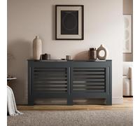 Radiant Living Radiator Cover Horizontal Slat Design, Modern Anthracite Grey MDF Radiator Cabinet for Living Room & Bedroom, Large 152 x 81.5 x 19cm